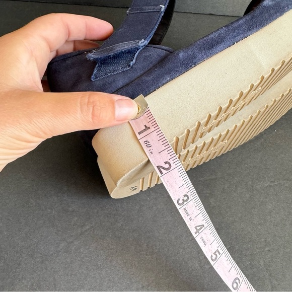 L'Amour Des Pieds Platform Sandals Navy Blue Suede Leather Comfort Shoes 8.5 - Picture 9 of 10